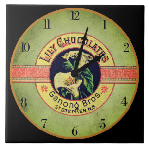 Carreau Société d'horloge chocolat Art nouveau en céram