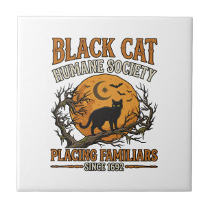 Carreau Société humanitaire du chat noir Halloween pleine