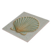 Carreau Soft Gold and Aqua Coastal Scallop Shell (Côté)