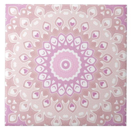 Carreau Soft Pink Mandala with Heart and Petal Motifs (Devant)