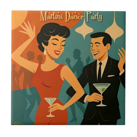 Carreau Soirée Dansante Martini du Milieu du Siècle (Devant)