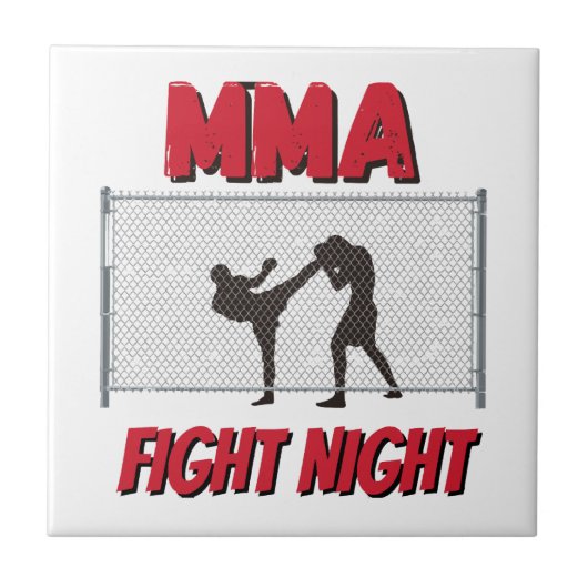 Carreau Soirée de combat de MMA texte et silhouette de deu (Devant)