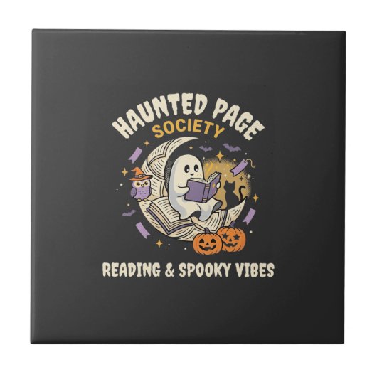 Carreau Soirée de lecture hantée d'Halloween (Devant)
