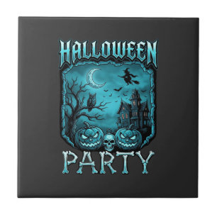 Carreau Soirée Halloween Maison Hantée Citrouilles Crâne S
