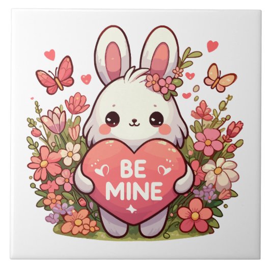 Carreau sois mien, lapin drôle valentin amour (Devant)