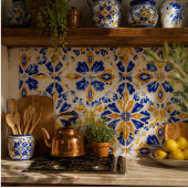 Carreau Solara Bloom Hand-Painted Sapphire and Amber