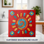 Carreau Soleil de mosaïque tribale colorée<br><div class="desc">Colorful Tribal Mosaic Sun. Customiser couleur arrière - plan pour s'adapter à votre décor.</div>