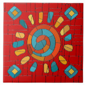 Carreau Soleil de mosaïque tribale colorée (Devant)