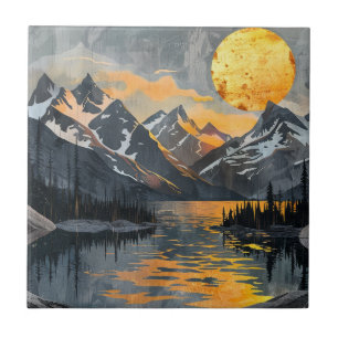 Carreau Soleil d'or sur les monts neige - Boho Wilderness