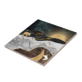 Carreau Soleil doré et lune avec éléphant en marbre Cosmiq (Côté)