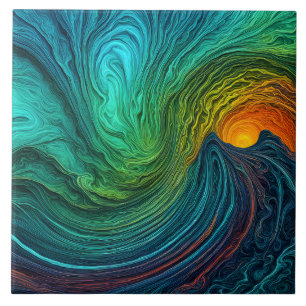 Carreau "Soleil en voie de disparition" Vagues fractales A