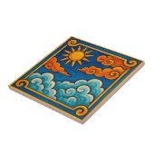 Carreau Soleil et nuages célestes mystiques (Côté)