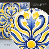 Carreau Soleil Majolica Royal Bleu Vibrant Jaune