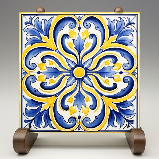 Carreau Soleil Majolica Royal Bleu Vibrant Jaune