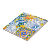 Carreau soleil méditerranéen, fleurs, citron, moitié lune, (Côté)