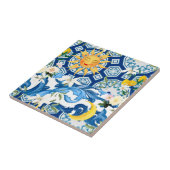 Carreau soleil méditerranéen, fleurs, citron, moitié lune, (Côté)