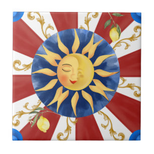 Carreau soleil sicilien, majolica,