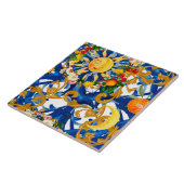 Carreau soleil sicilien, moitié lune, été, majolica, citro (Côté)