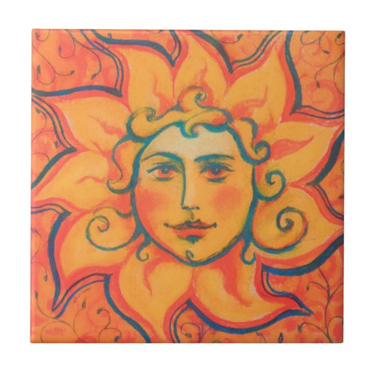 Carreau Soleil souriant, Art Imaginaire Fairytale, Jaune o (Devant)