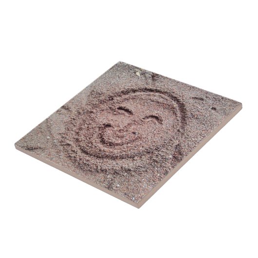 Carreau Soleil souriant, Emoticon de sable, Emoji d'été (Côté)