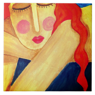 Carreau Solitude Portrait Abstrait d'une femme