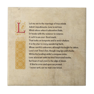 Carreau Sonnet 116 de Shakespeare (CXVI) sur le parchemin