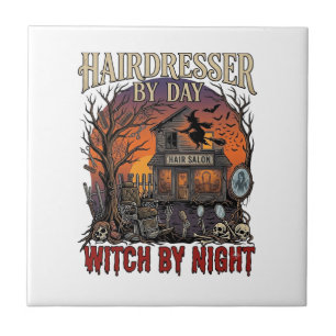 Carreau Sorcière de jour de coiffeuse Salon d'Halloween de