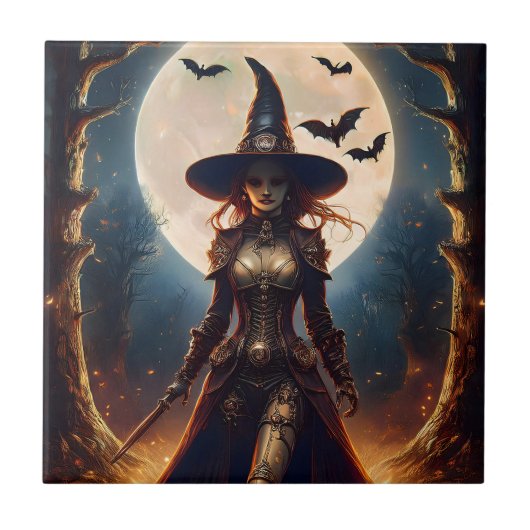 Carreau Sorcière de la forêt Steampunk Halloween (Devant)