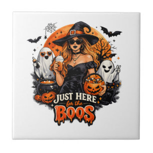 Carreau Sorcière Moderne Juste Ici pour les Boos Halloween
