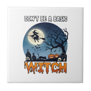 Carreau Sorcière Ne Sois Pas De Base Halloween Lune Chat C