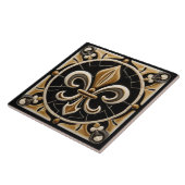 Carreau Soulagement Gold et Black Fleur de Lis Faux (Côté)