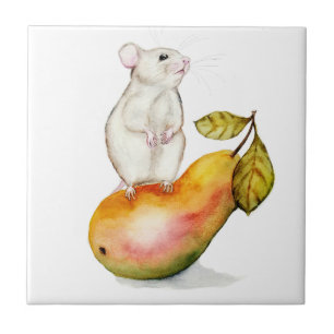 Carreau Souris Charmeuse sur une Poire