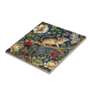 Carreau Souris et fleurs Art nouveau