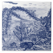 Carreau Sous la mer bleu foncé scène océan octopus murale  (Devant)