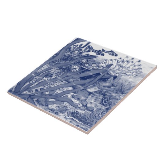 Carreau Sous Mer bleu foncé Océan scénique Poisson Mural P (Côté)