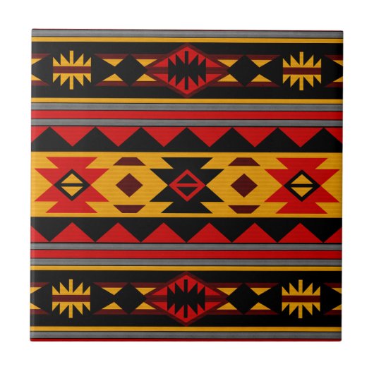Carreau Southwest Design Red Black Gold Tribal Motif (Devant)