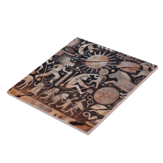 Carreau Southwest Petroglyph Design Animaux Lune Danser (Côté)