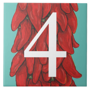 Carreau Southwest Red Chili Pepper House #4 Quatre Turquoi