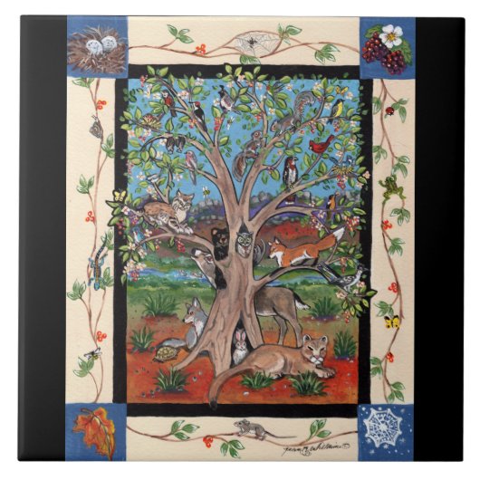 Carreau "Southwest Tree of Life" Quatre saisons, Tile Triv (Devant)