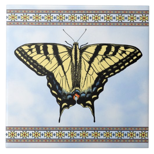 Carreau Southwest Yellow Swallowtail Geometric Butterfly  (Devant)