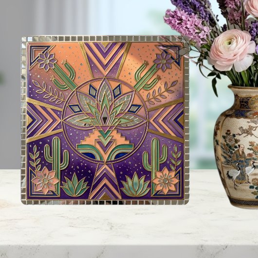 Carreau Southwestern Geometric Floral Cactus Desert