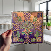 Carreau Southwestern Geometric Floral Cactus Desert