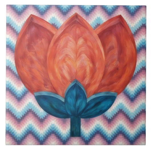Carreau Southwestern Style Tulip Flower Decorative Tile (Devant)