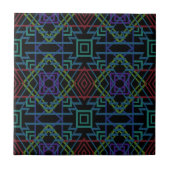 Carreau Southwestern Symmetrical Tiled Pattern Line Art (Devant)