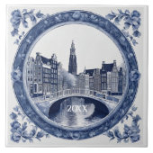 Carreau Souvenir Amsterdam Delft bleu personnalisé (Devant)