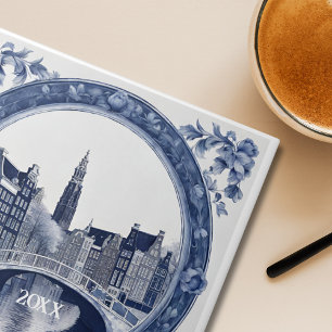 Carreau Souvenir bleu personnalisé Delft Amsterdam