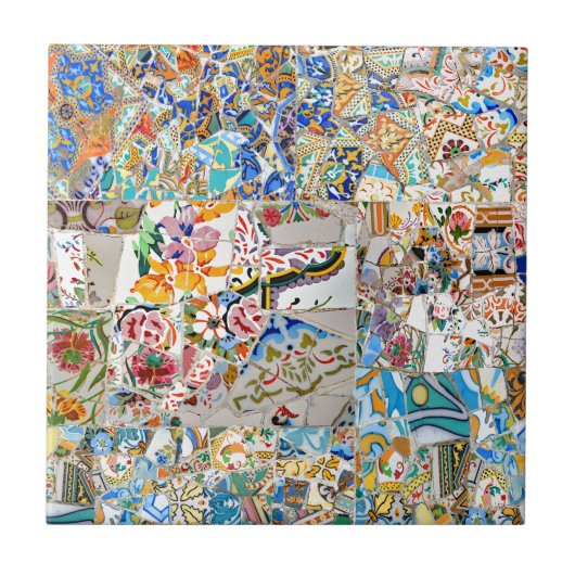 Carreau Souvenirs. Parc Güell. Grande mosaïque. Partie 1. (Devant)