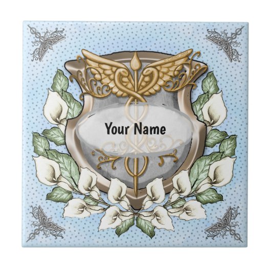 Carreau Spath lily shield caduceus (Devant)