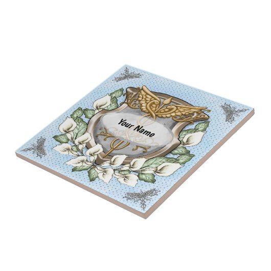 Carreau Spath lily shield caduceus  (Côté)