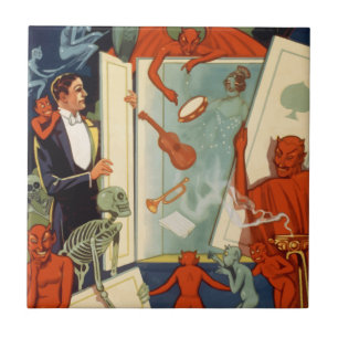 Carreau Spectacle de magie vintage du grand magicien Carte